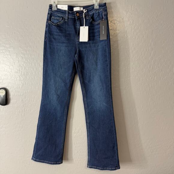 Vervet Womens Skylar High Rise Boot Cut Denim Jeans, 29, Dark Bluee - Picture 1 of 6